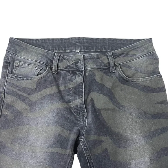 SANDRO Women's Black Washed Green Zebra Print Skinny Denim Jeans Size 40 EUC - Picture 4 of 11